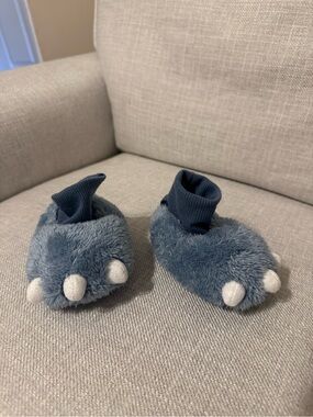 Carter's Blue Plush Monster Slipper Booties with White Claws